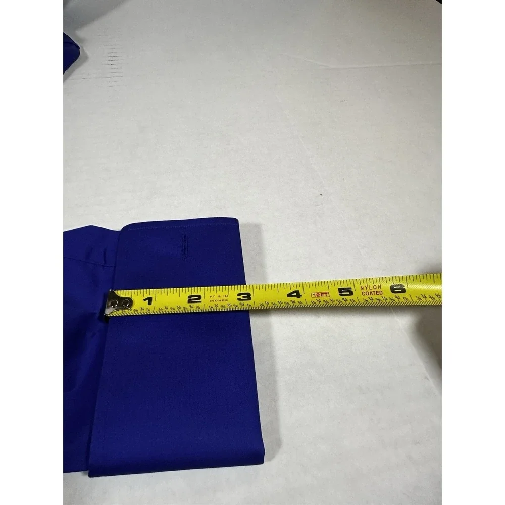 Morcouture Mens Royal Blue‎ High Collar French Cuff Dress Shirt Hidden Placket